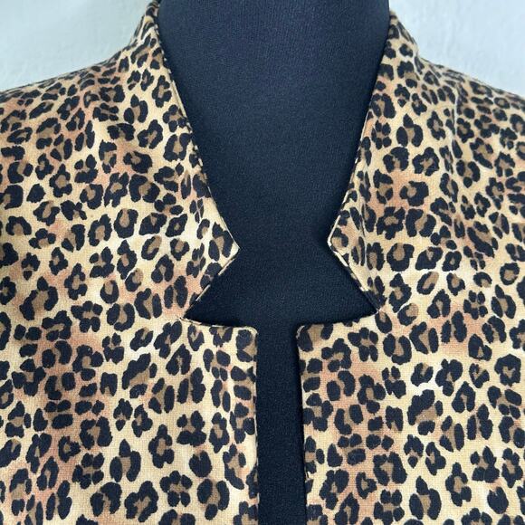 Dana Buchman Women’s Leopard Animal Print Blazer Open Front Zip Pocket | Size 8 - Picture 4 of 12